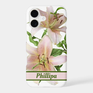 Two Pink Lily Flowers Botanical Art Personalized