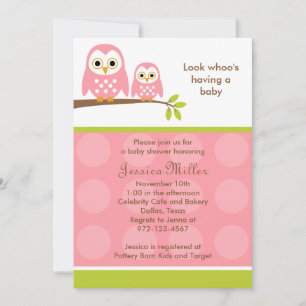 Two Pink Owls Baby Shower Invitations