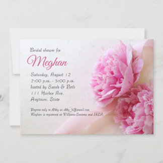 Two pink peonies invitation