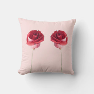Two Pink Red Roses Throw Pillow