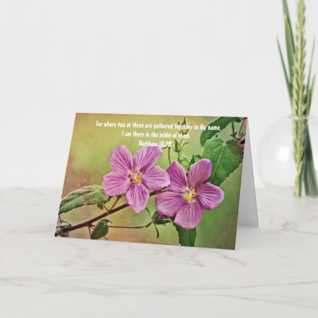 Two Pink Rose Flowers Bible Verse Note Card (Front)