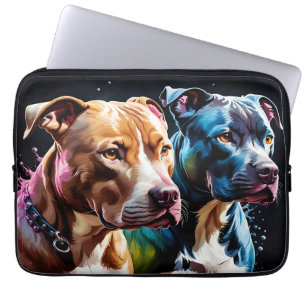 Two Pit Bulls portrait Laptop Sleeve
