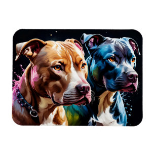 Two Pit Bulls portrait  Magnet