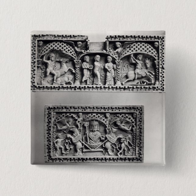 Two plaques from a chest 2 inch square button (Front)