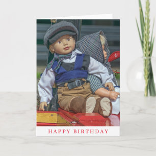 Two plastic dolls birthday card