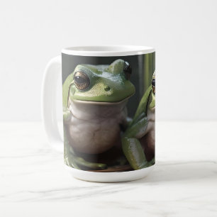 Two Plump Green Frogs At The River, Coffee Mug