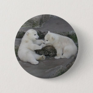 Two Polar Bear Cubs 2 Inch Round Button