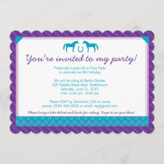 Two Pony Party Invitation - Scalloped