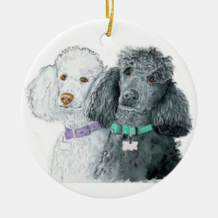 Two Poodles Ceramic Ornament