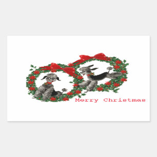 Two Poodles in Poinsettia  Wreaths Sticker