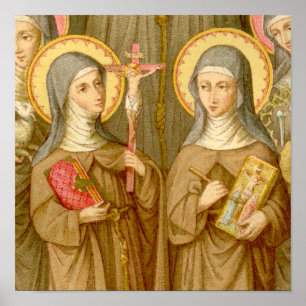 Two Poor Clare Saints (SAU 027) 12"x12" or smaller Poster