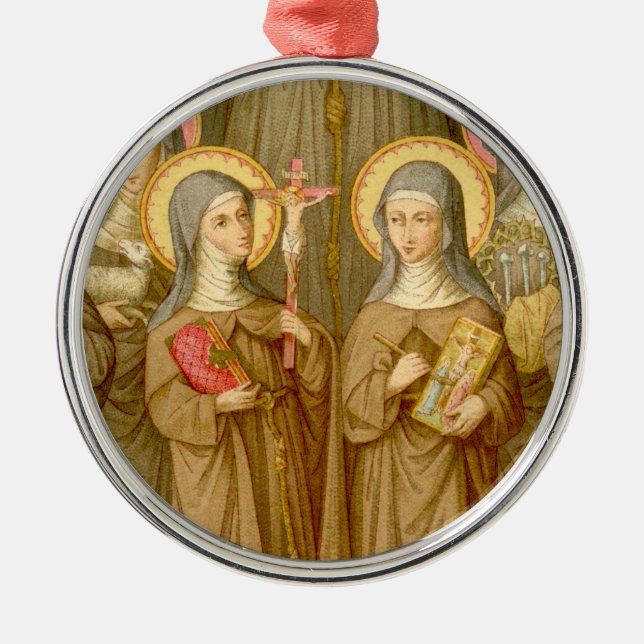 Two Poor Clare Saints (SAU 027) Metal Ornament (Front)