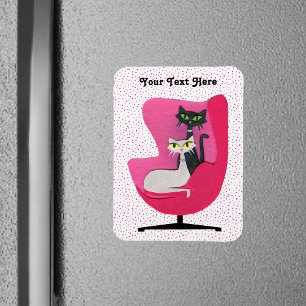 Two Pretty Mid Century Cats Diamond Collars Chair Magnet