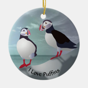 Two Puffins Design Ornament