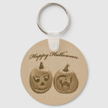 Two Pumpkin Happy Halloween Keychain
