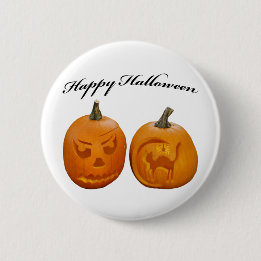 Two Pumpkins Happy Halloween 2 Inch Round Button
