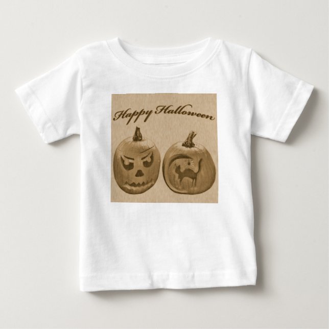 Two Pumpkins Happy Halloween T-Shirt (Front)