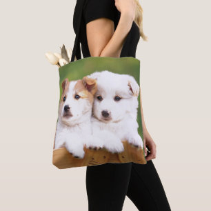 Two Puppies Tote Bag