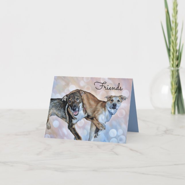 Two Puppy Friends Folded Greeting Card (Front)