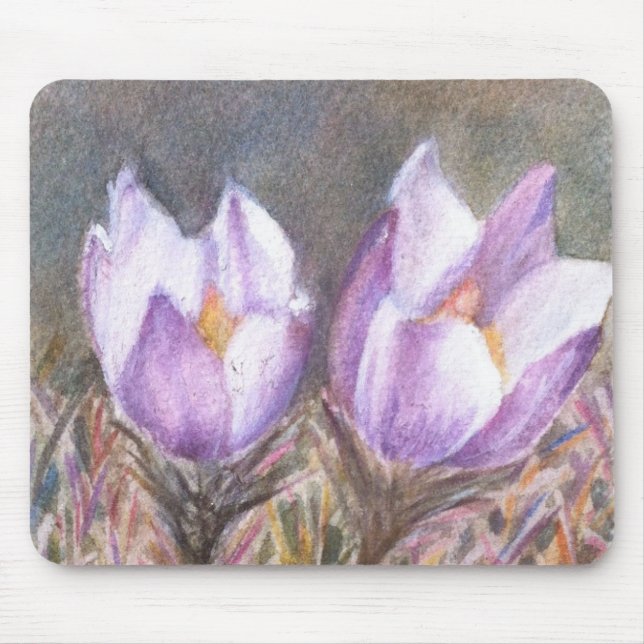 TWO PURPLE CROCUSES MOUSEPAD (Front)