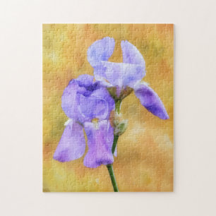 Two Purple Flowers Iris Spring Puzzle Art