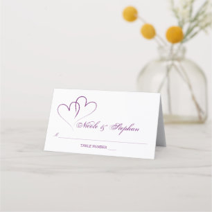 Two Purple Hearts Intertwined Place Card