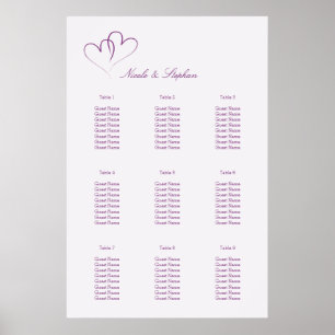 Two Purple Hearts Intertwined Seating Plan Poster