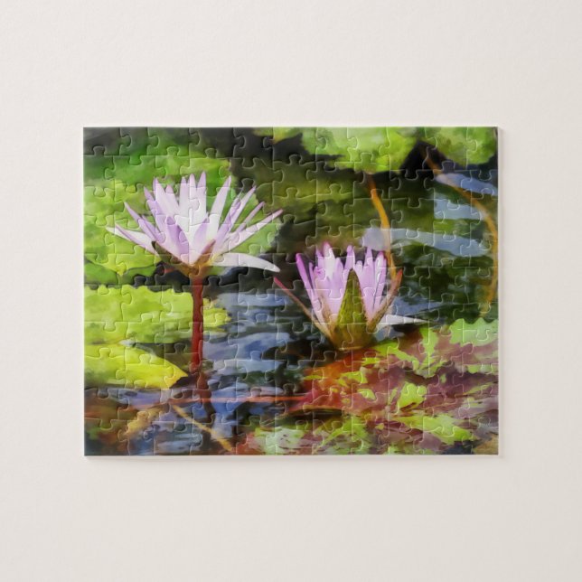 Two Purple Water Lotus Jigsaw Puzzle (Horizontal)