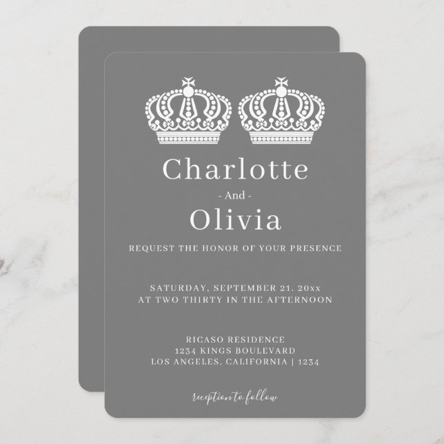 Two Queens Make A Pair Crown Themed Gay Wedding (Front/Back)