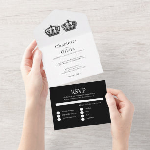 Two Queens Make A Pair Gay Wedding All In One Invitation