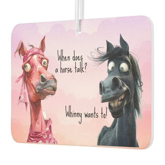 Two Quirky Horse Joke Black Pink Air Freshener (Left)
