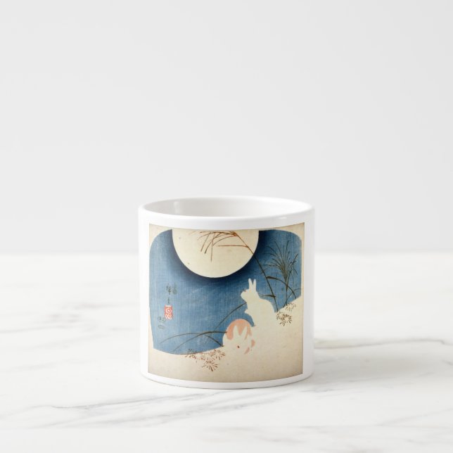 TWO RABBITS AND A MOON CERAMIC ESPRESSO CUP (Front)