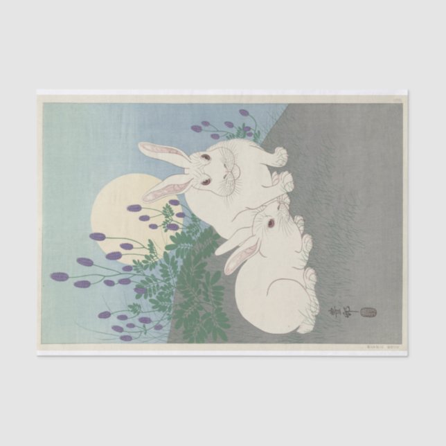 Two Rabbits at Full Size by Ohara Koson Tissue Paper (Front)