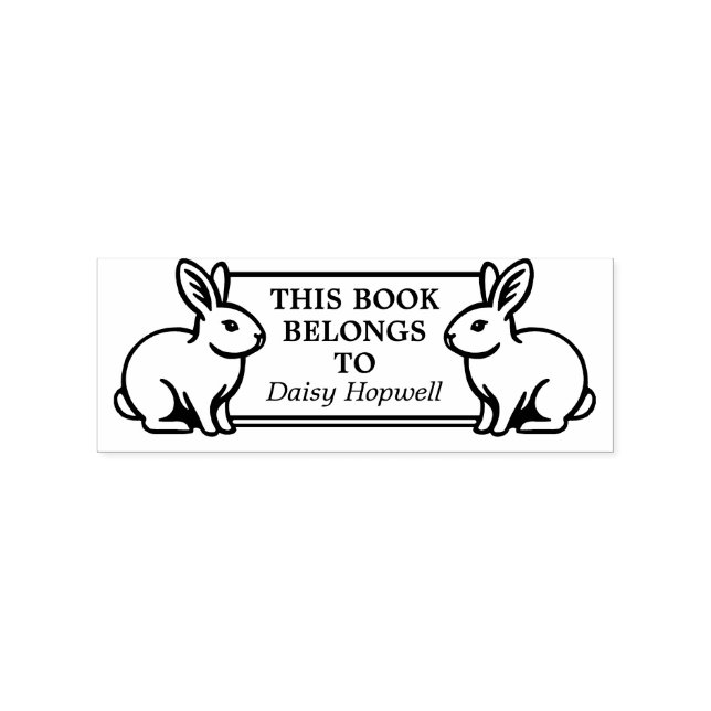 Two Rabbits - This Book Belongs to (Ex Libris) Rubber Stamp (Imprint)