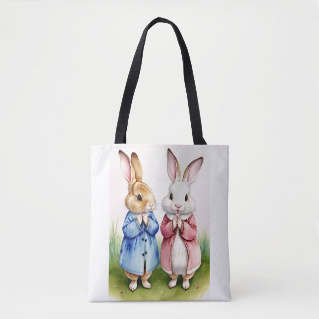 Two Rabbits  Tote Bag (Front)