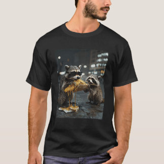 Two Raccoons Eating Cheesy Taco Trash Panda Street T-Shirt