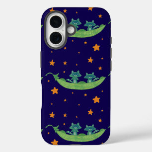 Two Raccoons in a Pea Pod   Whimsical Folk Art iPhone 16 Case