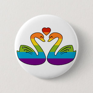Two Rainbow Swans 2 Inch Round Button