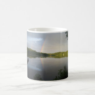 Two Rainbows over pristine lake Mug