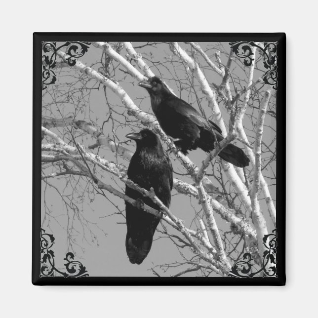 Two Ravens Gothic magnet (Front)