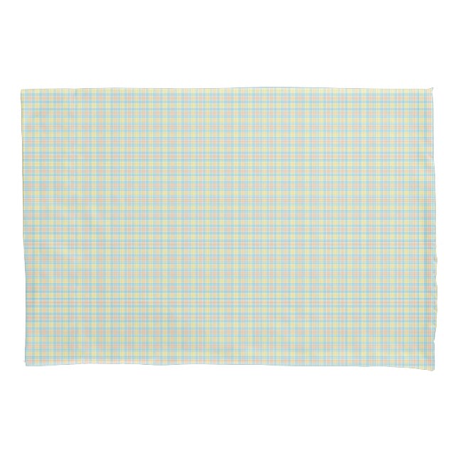 Two rectangular placemats with a pastel plaid  pillowcase (Front)