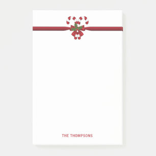 Two Red And White Festive Candy Canes With Text Post-it Notes