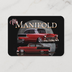 Two Red, Black 55' Chevy's On Black Background Business Card