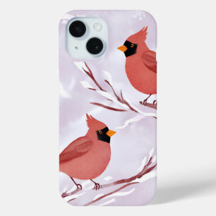Two Red Cardinals Watercolor Remembrance iPhone 15 Case