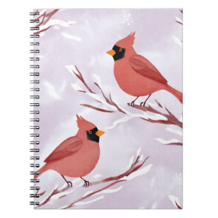 Two Red Cardinals Watercolor Remembrance Notebook