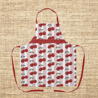 Two Red Cherries Illustration | Cute Fruit Art Apron