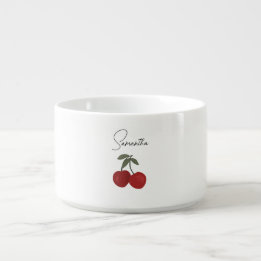 Two Red Cherries Illustration | Cute Fruit Art  Bowl