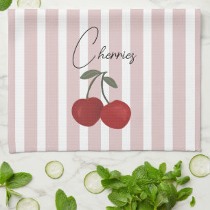 Two Red Cherries Illustration   Cute Fruit Art  Kitchen Towel