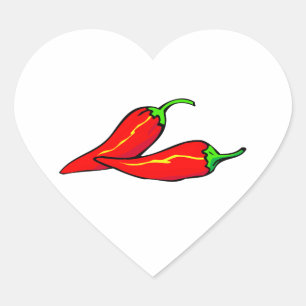 Two Red Chili Peppers on Side Heart Sticker
