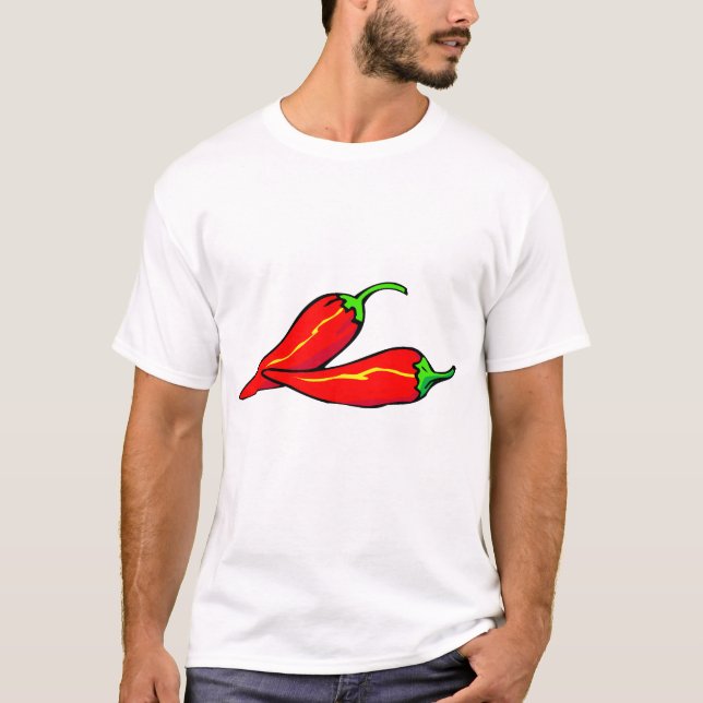 Two Red Chili Peppers on Side T-Shirt (Front)